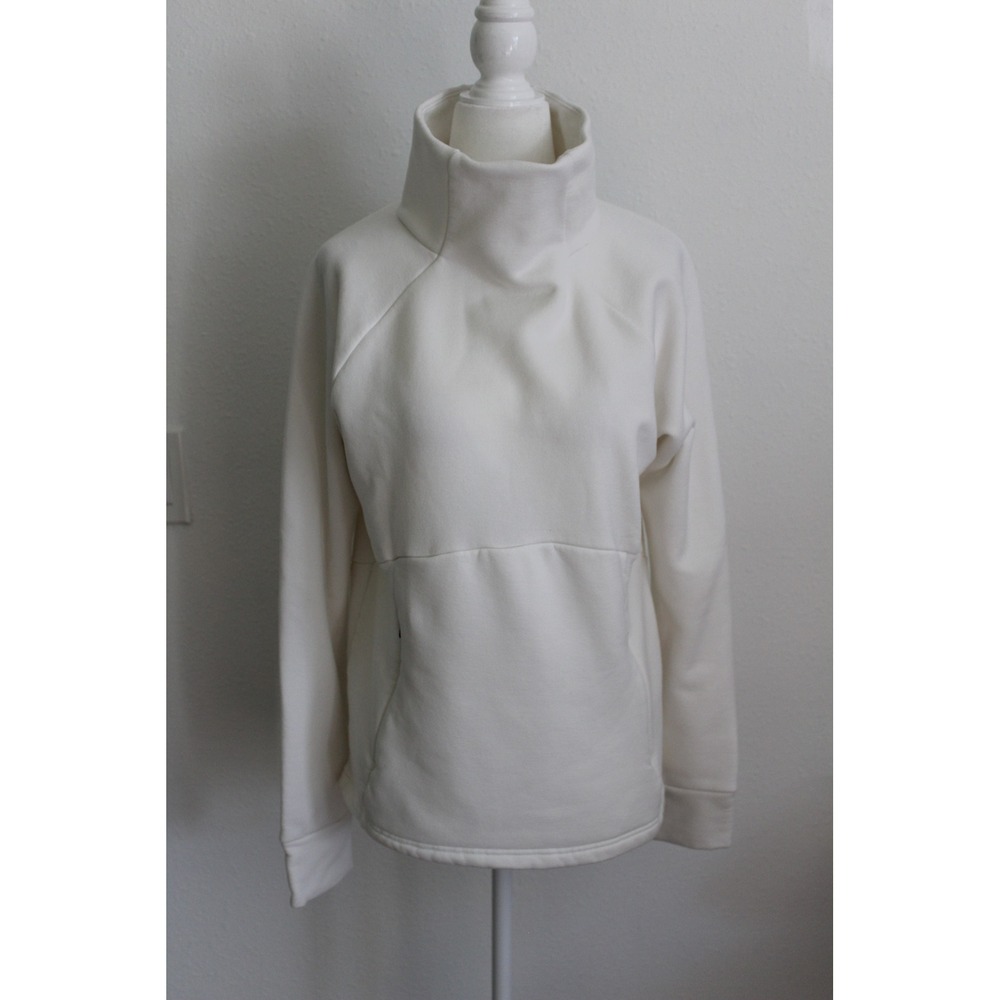 Athleta Coaster Luxe Sweatshirt White Funnel Neck Fleece Pullover Small 530374